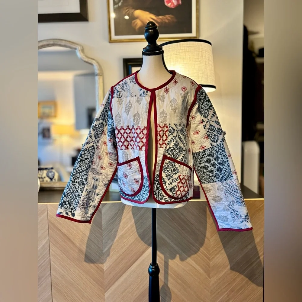 🧵 HANDMADE (by me!) Patchwork Quilted Short Jacket - SMALL/MEDIUM - Picture 6 of 15